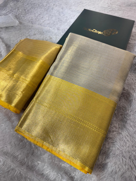 Banarasi Premium Silver and Gold Zari Tissue Silk Saree