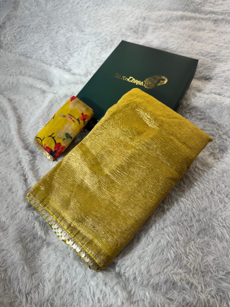 Premium Banarasi Tissue Silk Saree with Hand Crush Pattern