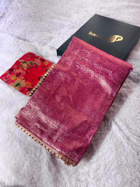 Premium Banarasi Tissue Silk Saree with Hand Crush Pattern