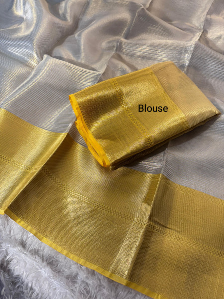 Banarasi Premium Silver and Gold Zari Tissue Silk Saree