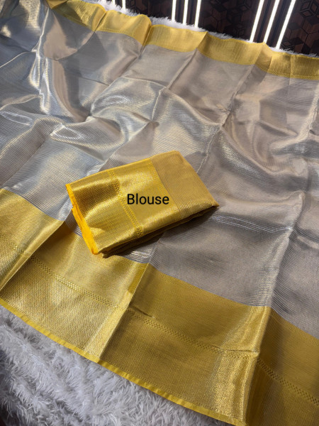 Banarasi Premium Silver and Gold Zari Tissue Silk Saree