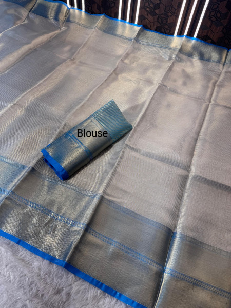 Banarasi Premium Silver and Gold Zari Tissue Silk Saree