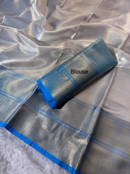 Banarasi Premium Silver and Gold Zari Tissue Silk Saree