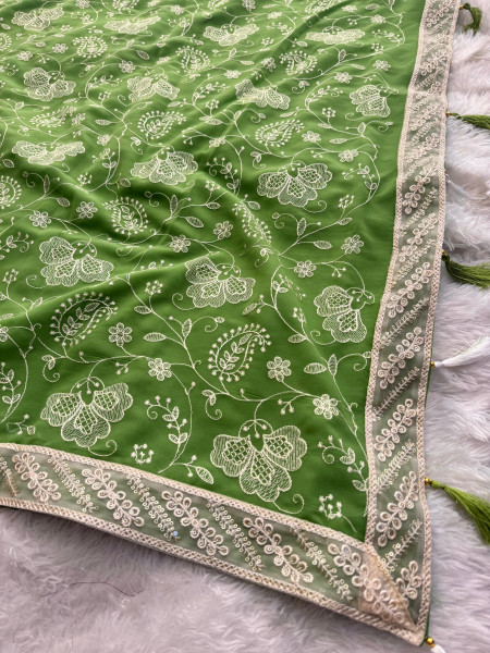 Never Seen Before Chiffon Chikankari Saree