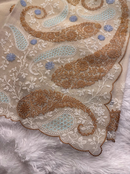 Premium Tissue Silk Resham Embroidery Work Saree With Designer Embroidery Pallu