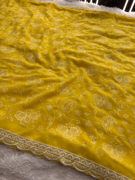 Never Seen Before Chiffon Chikankari Saree
