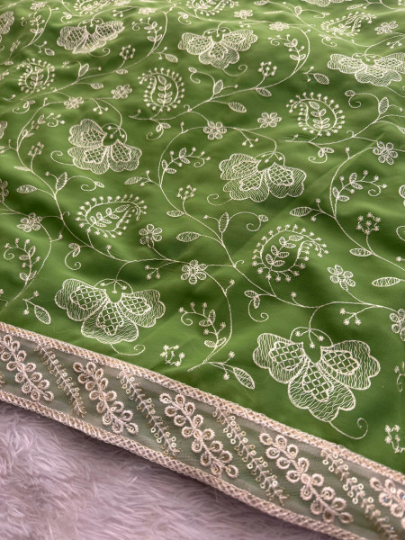 Never Seen Before Chiffon Chikankari Saree