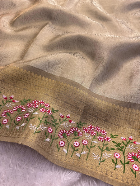 Shobhita Mam Premium Kanjivaram Tissue Silk Saree With Resham Embroidery