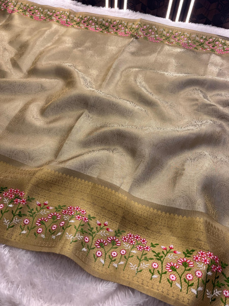 Shobhita Mam Premium Kanjivaram Tissue Silk Saree With Resham Embroidery