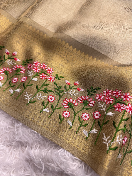 Shobhita Mam Premium Kanjivaram Tissue Silk Saree With Resham Embroidery