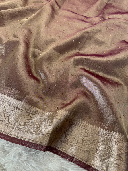 Premium Banarasi Tissue Silk Saree with Swarovski Crystal Work