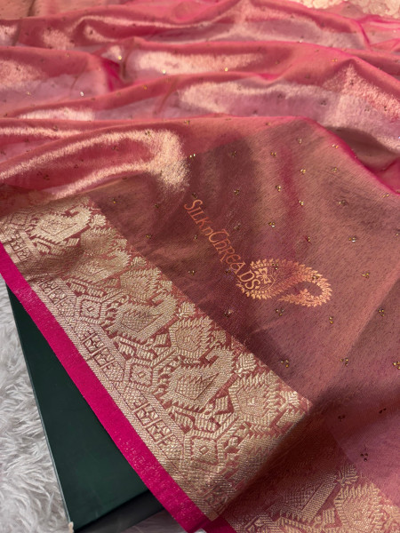 Premium Banarasi Tissue Silk Saree with Swarovski Crystal Work