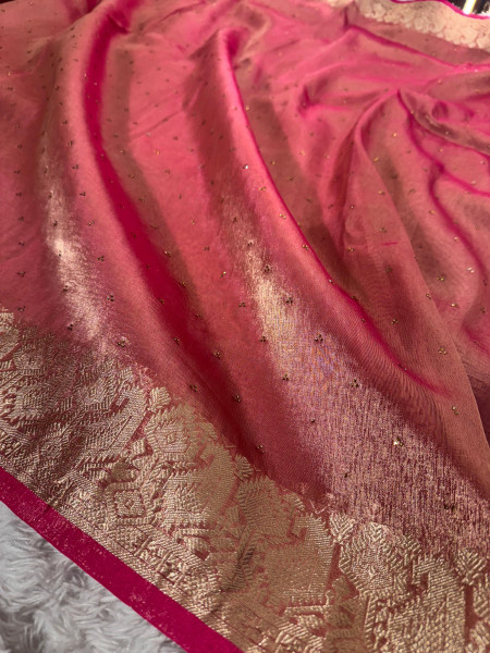 Premium Banarasi Tissue Silk Saree with Swarovski Crystal Work