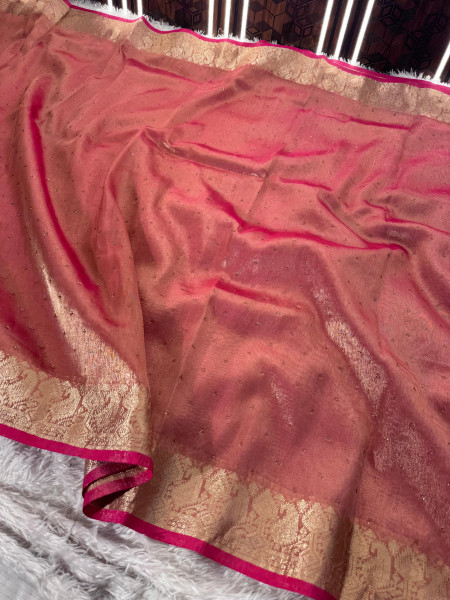 Premium Banarasi Tissue Silk Saree with Swarovski Crystal Work