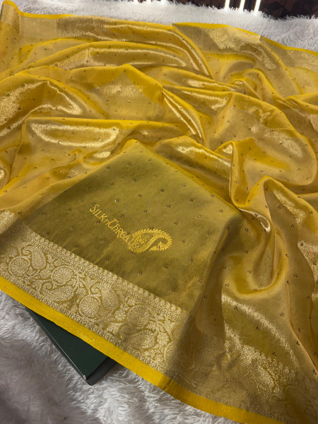 Premium Banarasi Tissue Silk Saree with Swarovski Crystal Work
