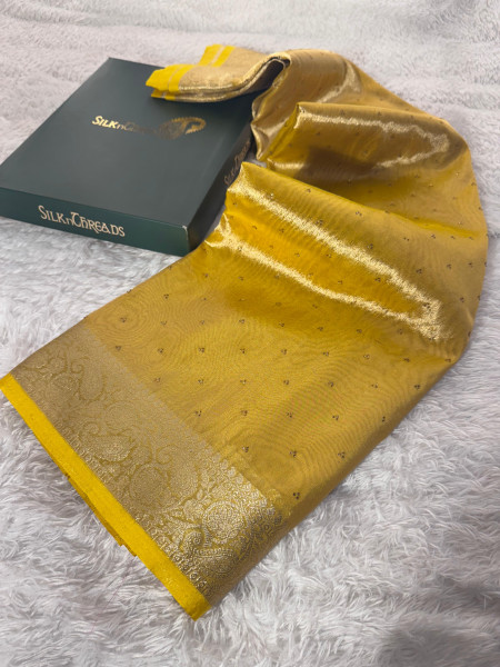 Premium Banarasi Tissue Silk Saree with Swarovski Crystal Work