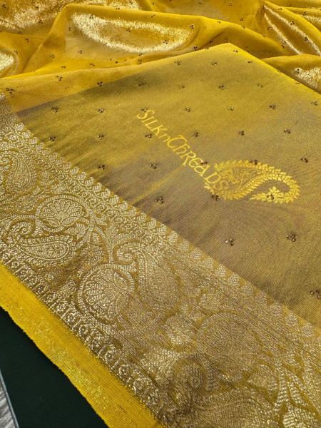 Premium Banarasi Tissue Silk Saree with Swarovski Crystal Work