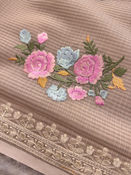 Premium Tissue Banswara Silk Resham Embroidery Work Saree With Designer Embroidery Pallu