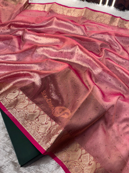 Premium Banarasi Tissue Silk Saree with Swarovski Crystal Work