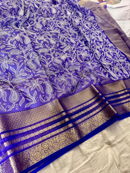 Organza Shimmer Chikankari Embroidery Saree
