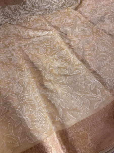 Organza Shimmer Chikankari Embroidery Saree