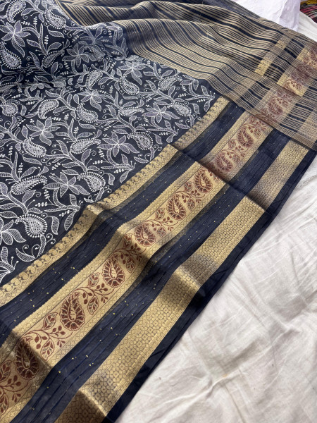Organza Shimmer Chikankari Embroidery Saree