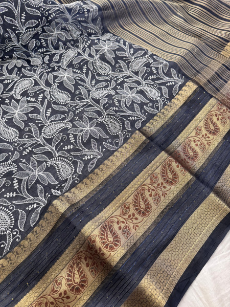 Organza Shimmer Chikankari Embroidery Saree