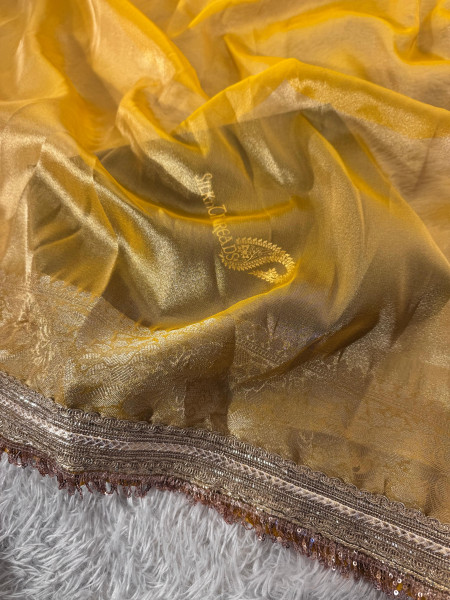 Premium Banarasi Tissue Silk Saree with Designer Sequence Lace