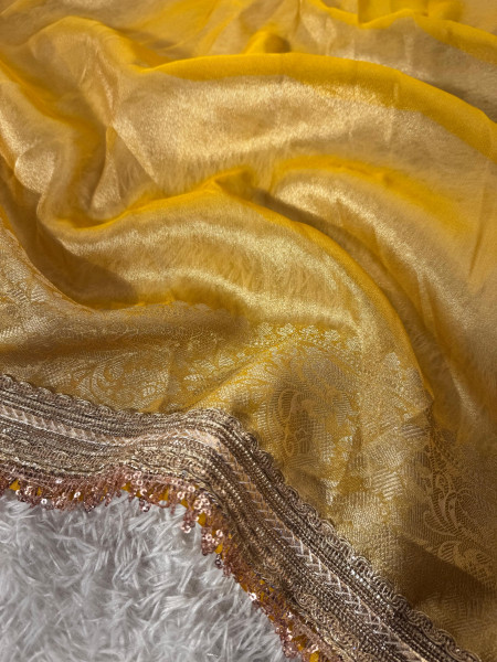 Premium Banarasi Tissue Silk Saree with Designer Sequence Lace