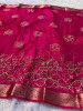 Premium Chiffon Silk Resham Embroidery Work Saree With Latkans