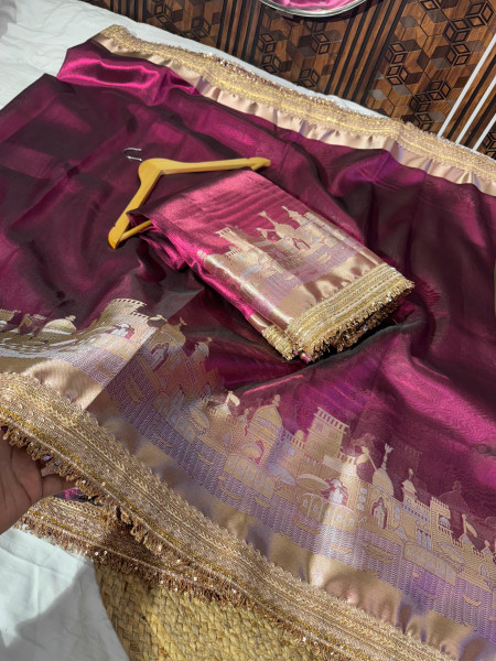 Ganga Ghat Premium Tissue Silk Saree