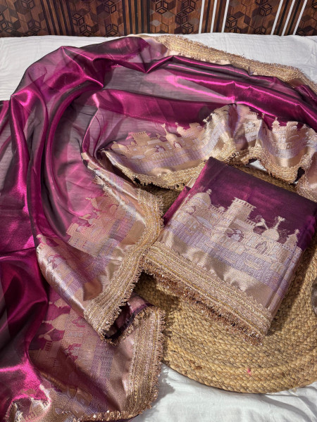 Ganga Ghat Premium Tissue Silk Saree