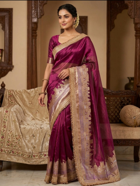 Ganga Ghat Premium Tissue Silk Saree