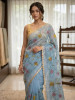Kota Doria Checks Resham Embroidery Saree with Resham Lace