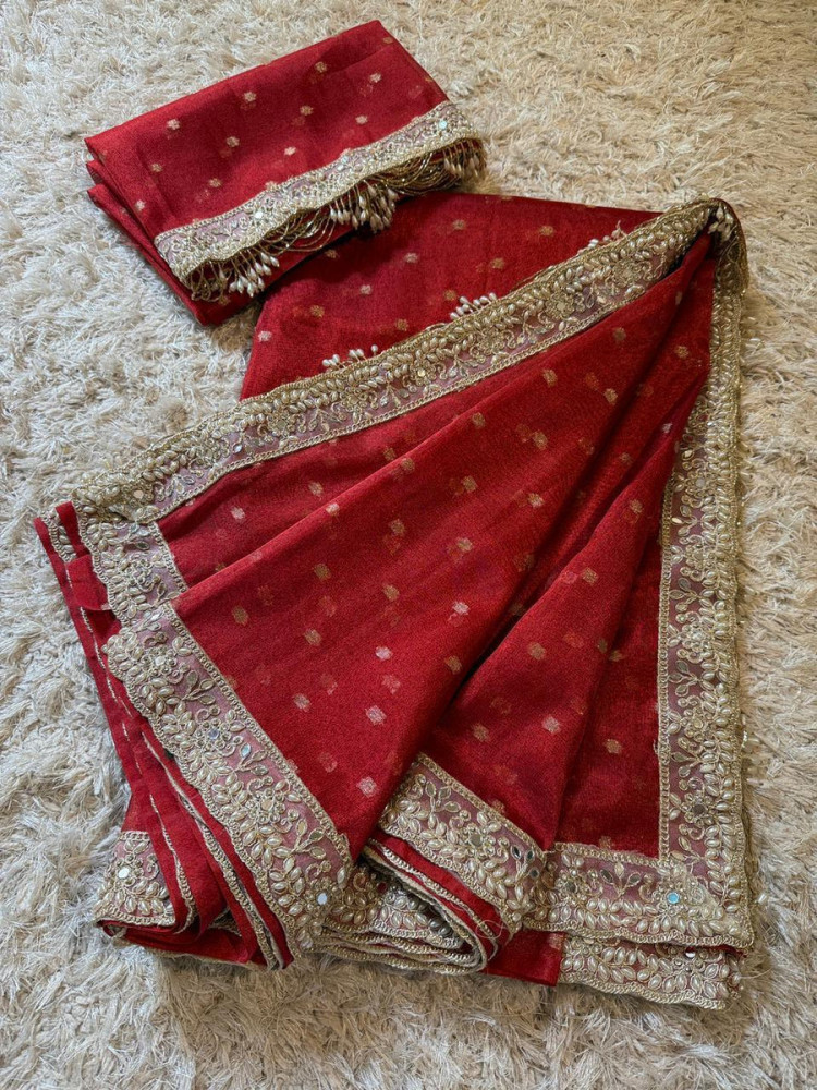 Image of Premium Banarasi Tissue Silk Saree with Designer Border