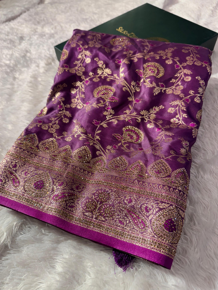 Image of Premium Banarasi Satin Silk with a Swarovski Crystal Work