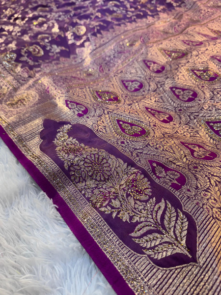 Premium Banarasi Satin Silk with a Swarovski Crystal Work