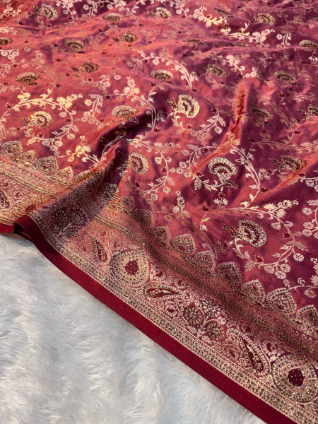 Premium Banarasi Satin Silk with a Swarovski Crystal Work