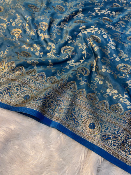 Premium Banarasi Satin Silk with a Swarovski Crystal Work