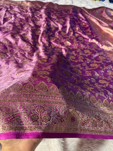 Premium Banarasi Satin Silk with a Swarovski Crystal Work