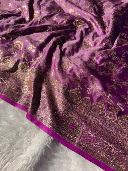 Premium Banarasi Satin Silk with a Swarovski Crystal Work