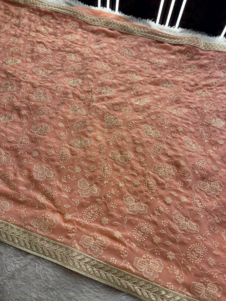 Never Seen Before Chiffon Chikankari Saree