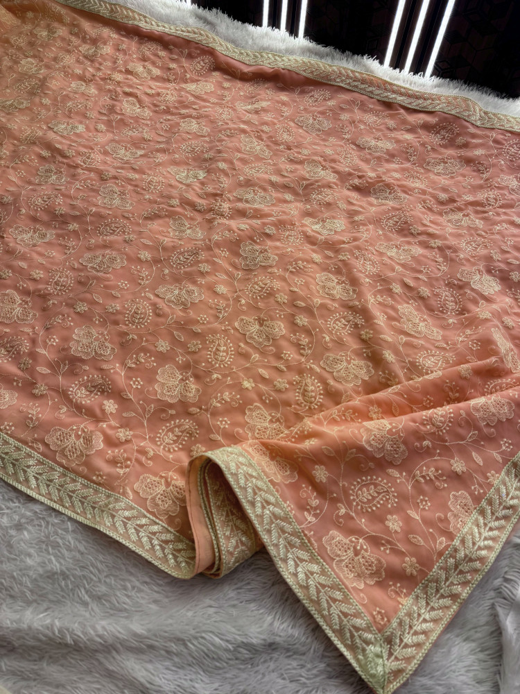 Image of Never Seen Before Chiffon Chikankari Saree