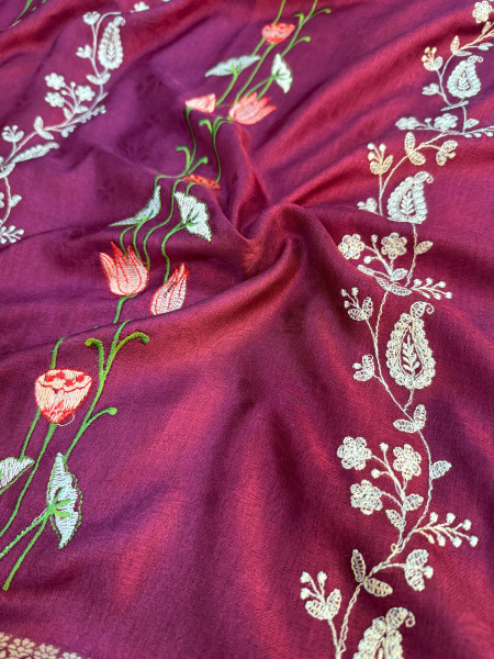 Premium Chinnon Silk Saree with Resham Embroidery Work