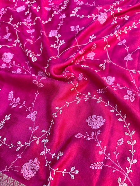 Premium Chinnon Silk Saree with Resham Embroidery Work