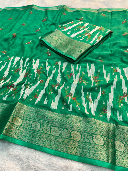 Premium Chinnon Silk Saree with Resham Embroidery Work
