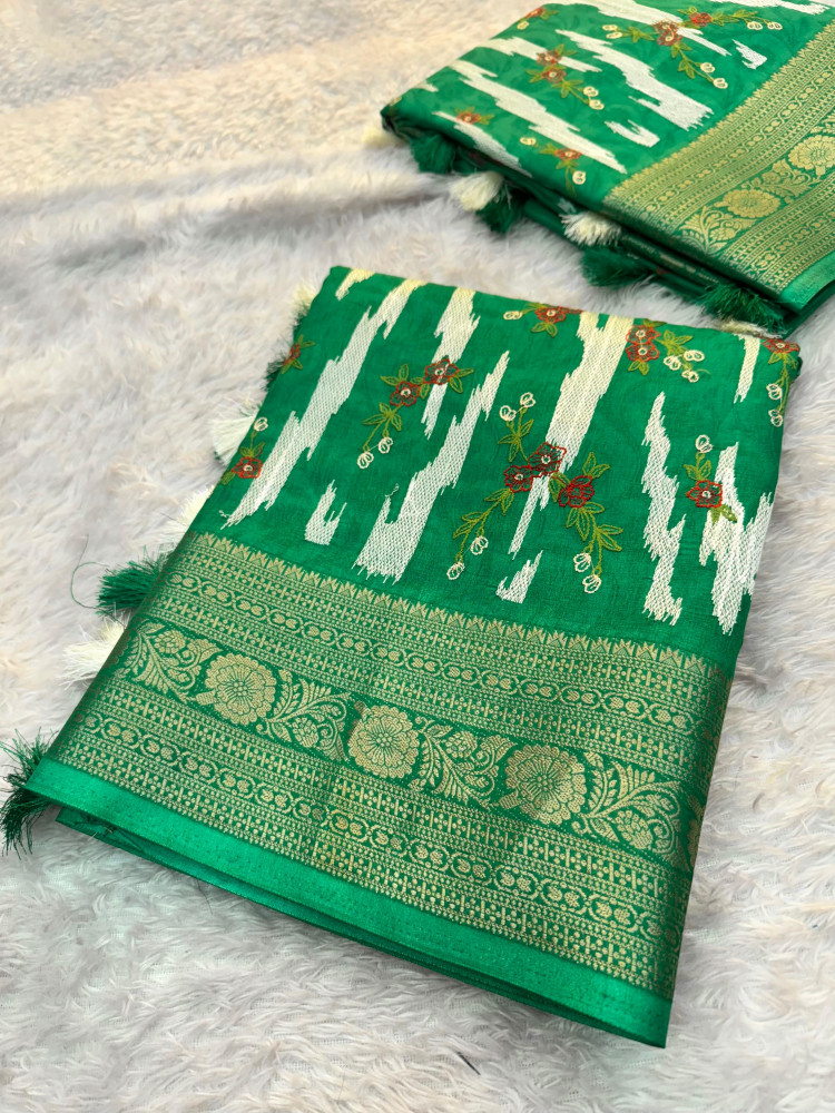 Image of Premium Chinnon Silk Saree with Resham Embroidery Work