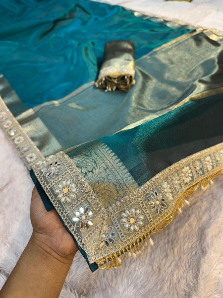Premium Banarasi Tissue Silk Saree with Designer Border