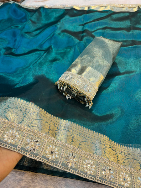 Premium Banarasi Tissue Silk Saree with Designer Border