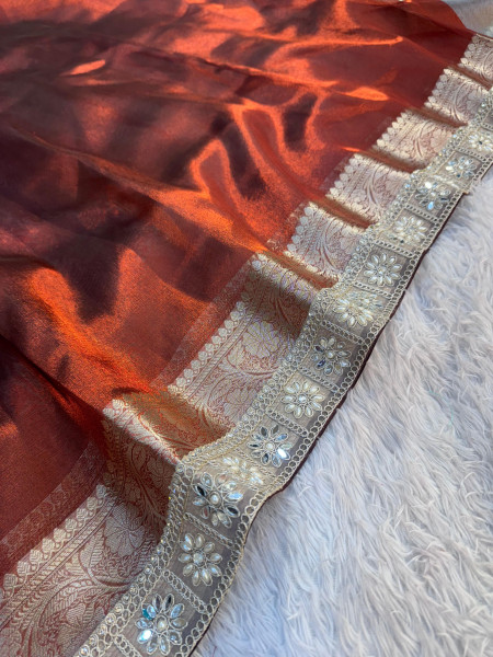 Premium Banarasi Tissue Silk Saree with Designer Border